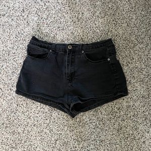 Black jean shorts